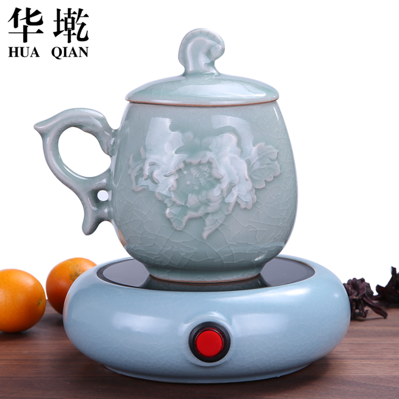 China Qian heat - resistant glass tea cup personal office cup with the ceramic filter tank safflower tea lovers cup