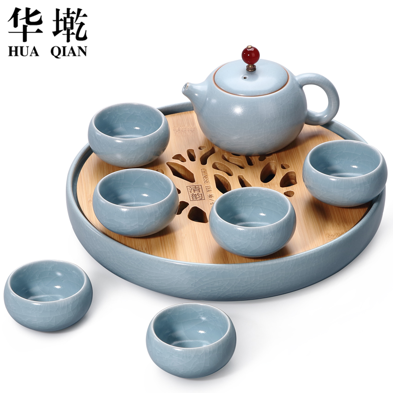 China Qian your up kung fu tea set suit xi shi travel pot of tea bamboo tea tray was dry terms ceramic portable bag