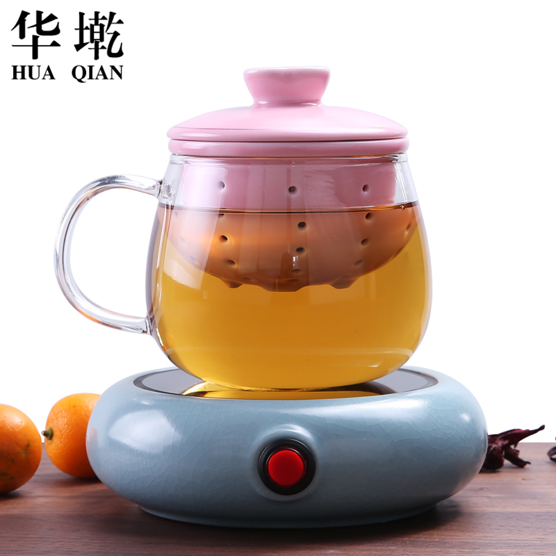 China Qian heat - resistant glass tea cup personal office cup with the ceramic filter tank safflower tea lovers cup