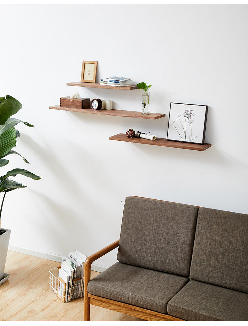 客厅墙上置物架实木一字隔板简约现代壁挂搁板电视背景墙装饰架子