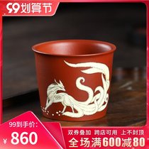 Yixing purple sand Cup mud painted sika deer Master Cup kung fu tea cup purple sand individual cup tea bowl single Cup