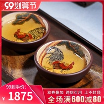 Yixing purple sand Cup famous mud painting Rooster owner Cup purple sand tea cup small Cup kung fu tea cup tea cup