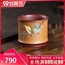 Yixing purple sand Cup mud painting Magpie pure handmade purple sand Master Cup small tea cup kung fu tea single cup tea cup