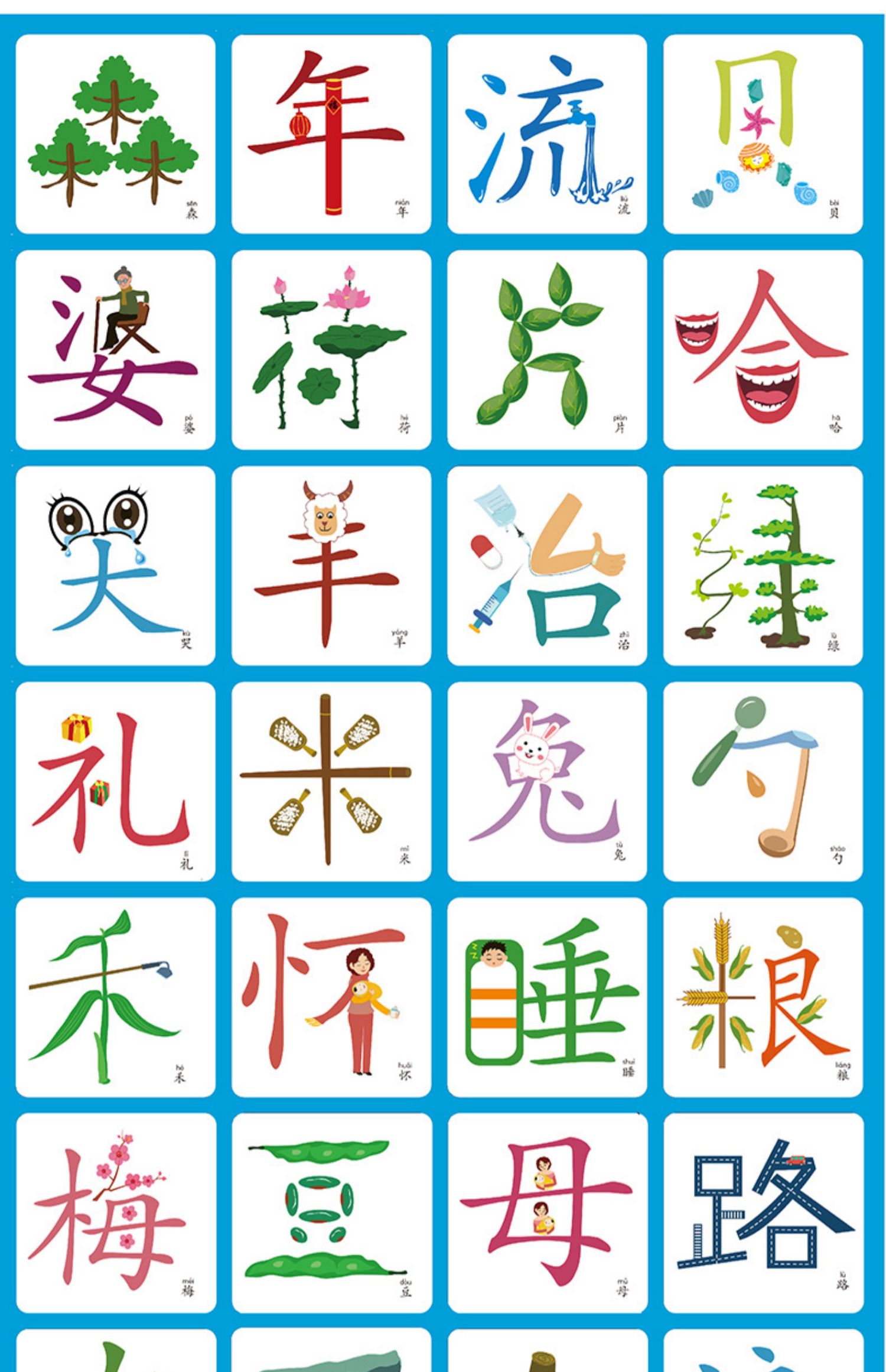 290张汉字全脑记忆象形识字卡 象形启蒙识字卡 幼儿园学龄前小孩儿童