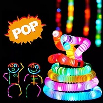 diy decompression colored corrugated telescopic tube toy with lamp luminous stretch to decompress the puzzle led light water pipe resounding pipe