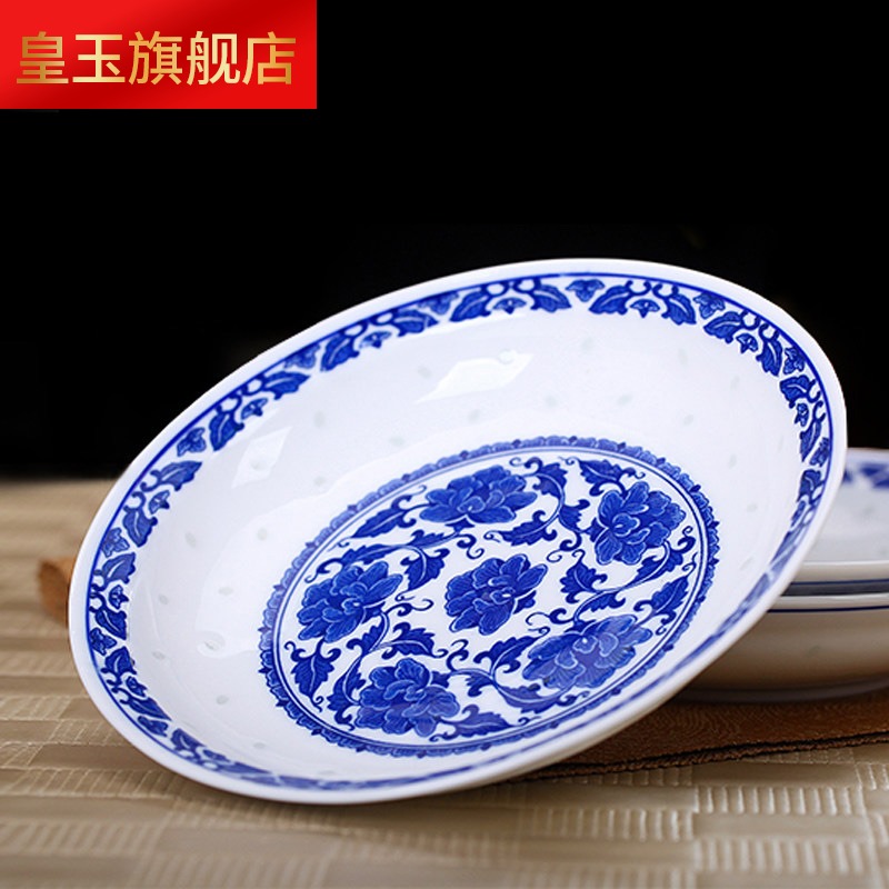 Blue and white and exquisite tableware suit under the ceramic glaze color 34 head dishes suit household jingdezhen plate chopsticks restoring ancient ways