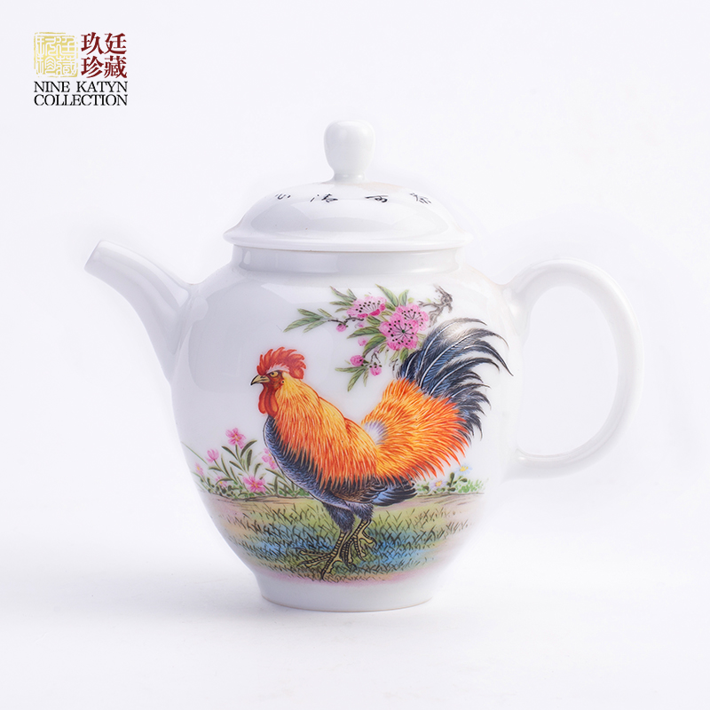 About Nine katyn manual colored enamel teapot jingdezhen ceramic tea set home a pot of chicken cylinder three cups of sample tea cup