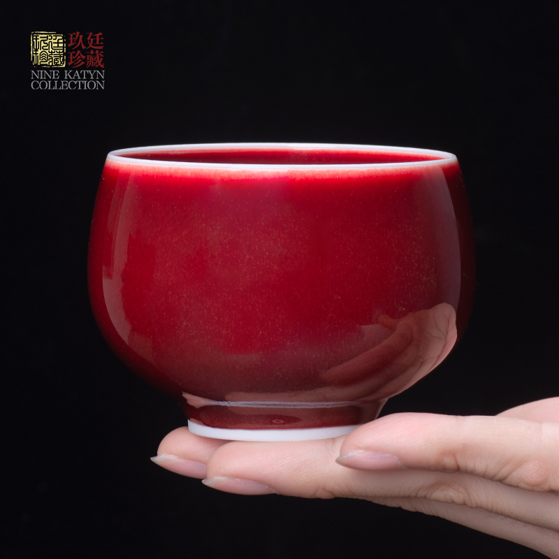 Nine red glaze of katyn lang up with master of jingdezhen ceramic kung fu tea set large cup ruby red glaze teacup personal single CPU