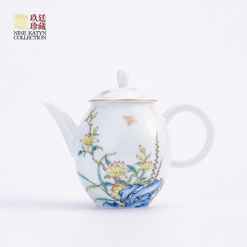 About Nine katyn checking ceramic teapot mini teapot single pot of jingdezhen hand - made pastel kung fu tea pot teapot