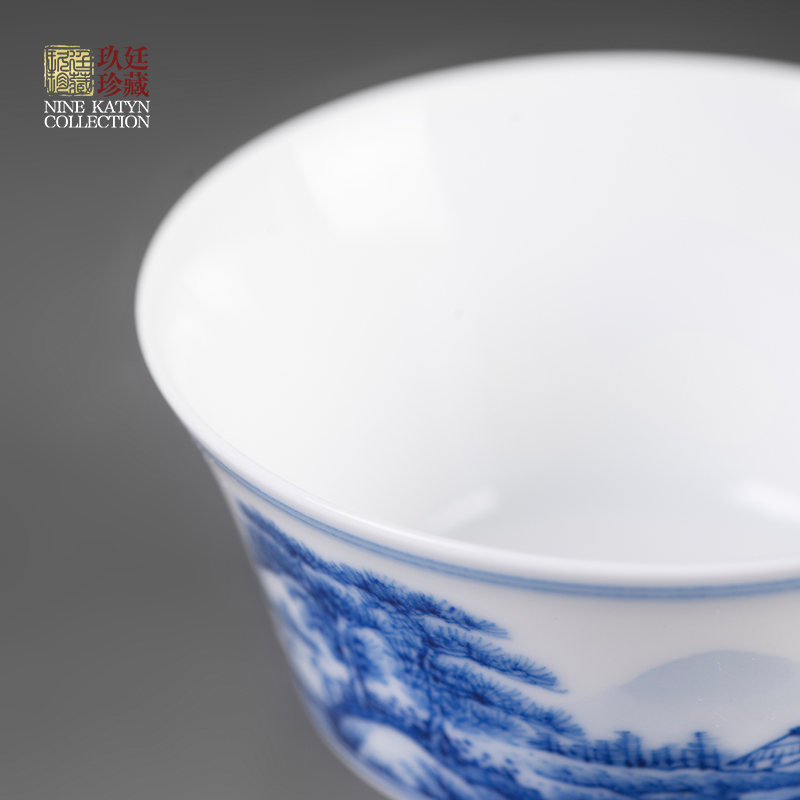 Nine at the blue and white porcelain jingdezhen ceramic masters cup single cup tea cups domestic large - sized kung fu tea cups sample tea cup