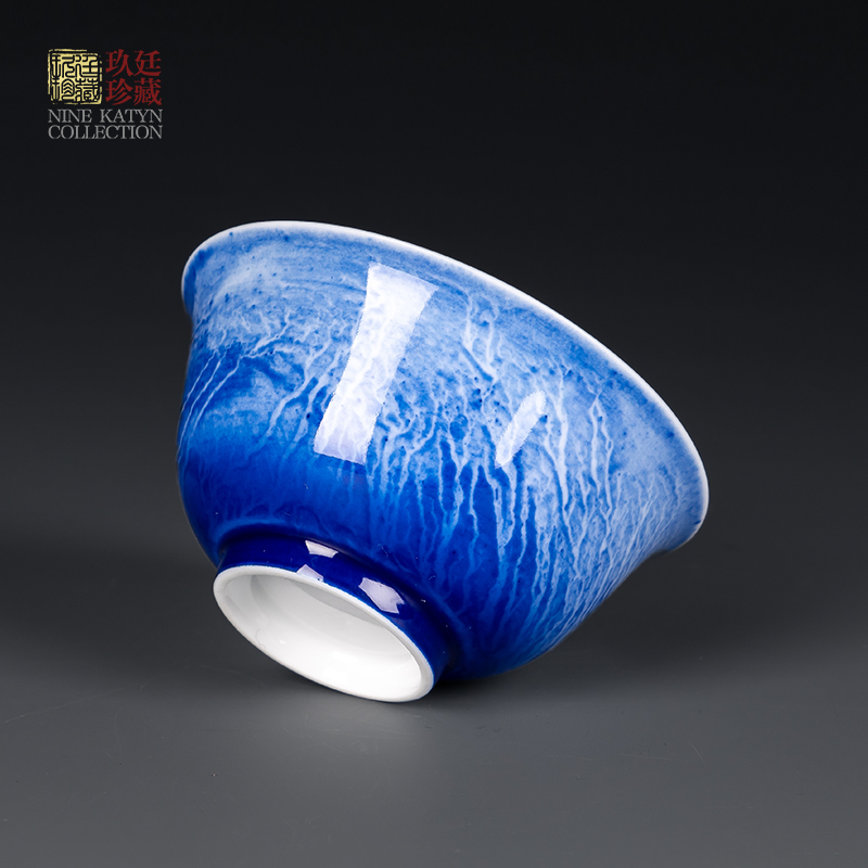 Nine blue and white kung fu tea at hand, jingdezhen ceramic tea set personal cup single CPU master cup sample tea cup