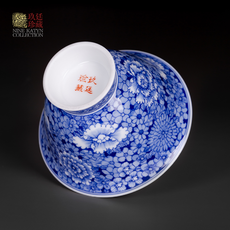 Three to nine at the pure manual tureen jingdezhen hand - made ceramic porcelain cups kung fu tea tea bowl