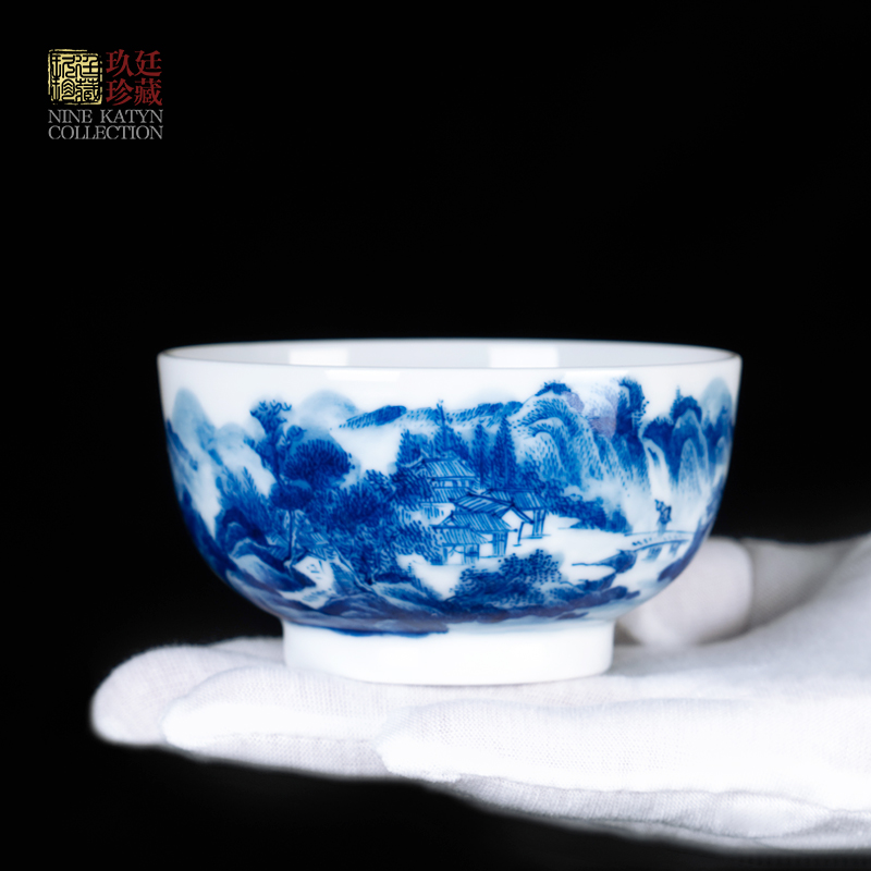 About Nine katyn checking sample tea cup master cup single CPU jingdezhen blue and white kung fu tea cups white root again hand - made ceramic cup