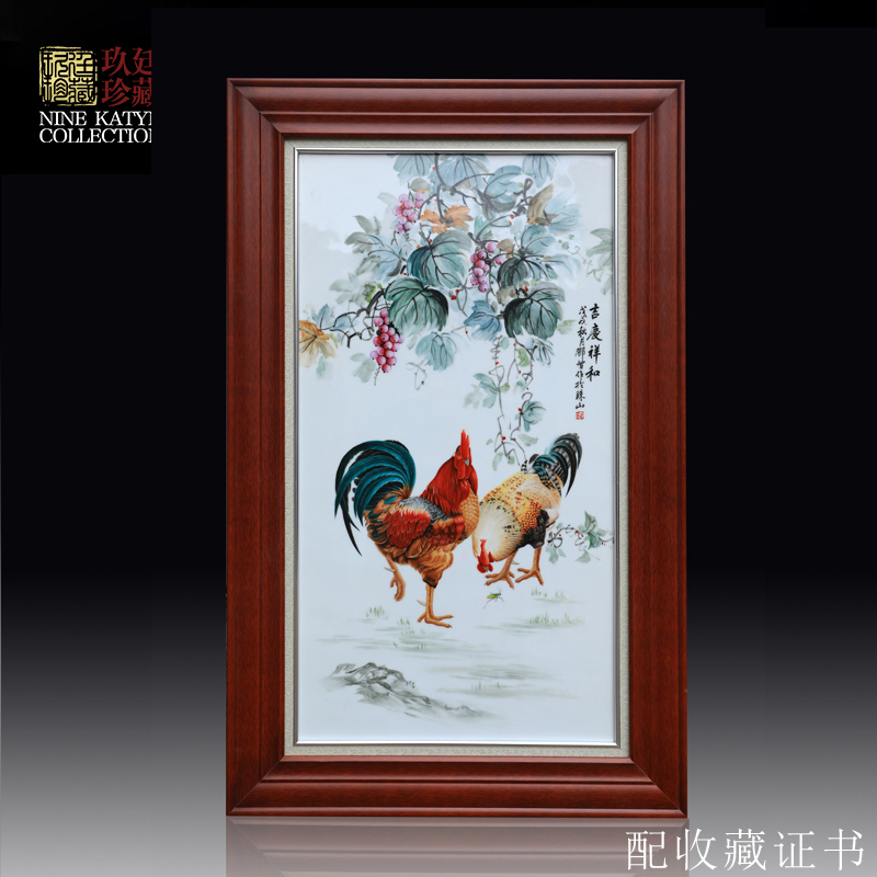 Jingdezhen ceramic arts and crafts master Deng Zhi, the teacher for chicken hand - made ceramic porcelain plate auspicious auspicious murals