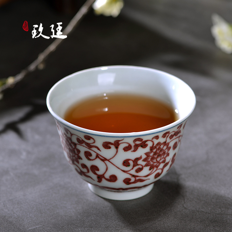 About Nine katyn manual hand - made teacup youligong sample tea cup host restoring ancient ways of blue and white porcelain cup small ceramic kung fu tea set