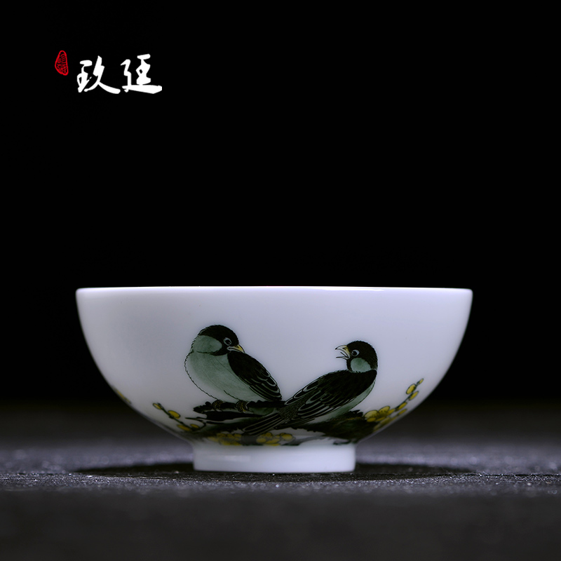 Nine at jingdezhen ceramic cups kung fu hand - made under glaze colorful flowers and birds sample tea cup tea masters cup by hand