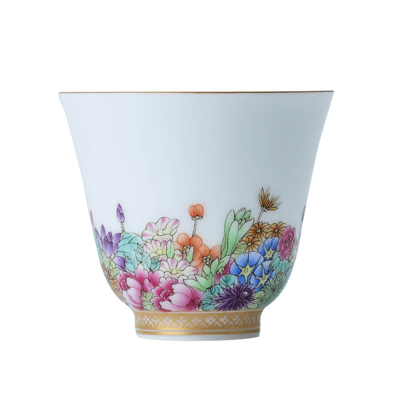 Nine at jingdezhen hand - made ceramic cup by hand kung fu tea cups individual bowl sample tea cup gift porcelain flowers solitary cup