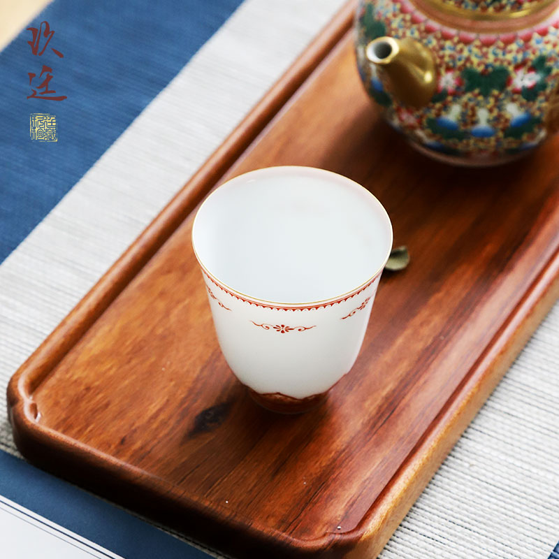 About Nine katyn alum red fragrance - smelling cup of jingdezhen ceramic tea set household kung fu tea master cup single CPU individual sample tea cup