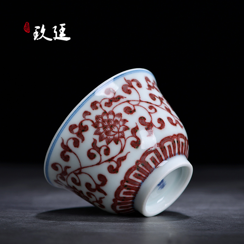 About Nine katyn manual hand - made teacup youligong sample tea cup host restoring ancient ways of blue and white porcelain cup small ceramic kung fu tea set