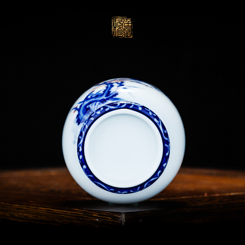 About Nine katyn manual master cup of jingdezhen blue and white glaze hand - made kung fu tea set the color of a cup of tea cups