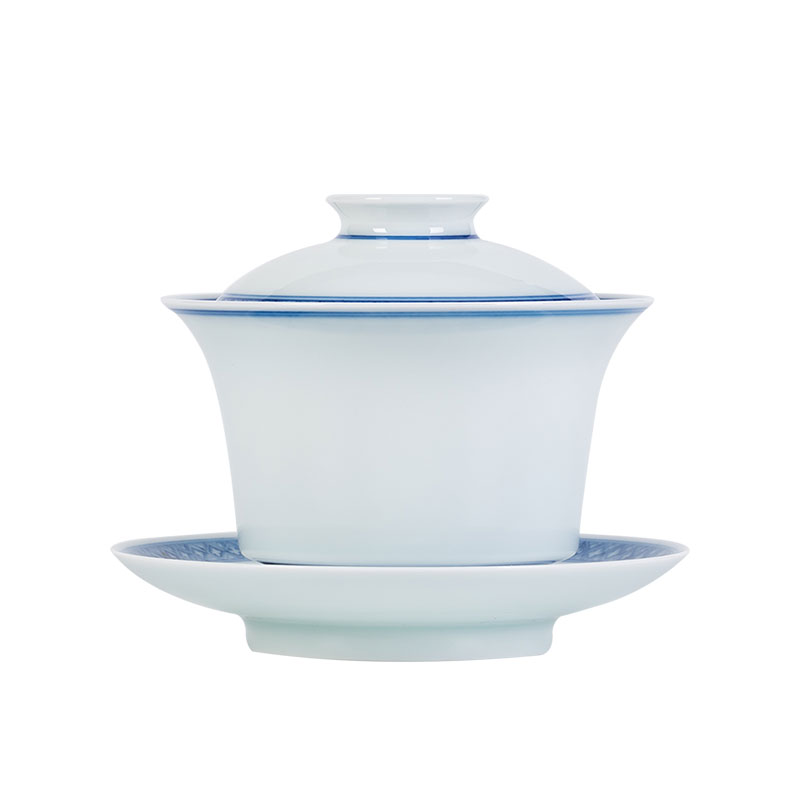 Three to nine at the tureen tea hand large kung fu tea tea bowl of blue and white porcelain of jingdezhen ceramic tea set