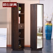 Solid wood full-length mirror Bedroom multi-function rotating full-length mirror storage cabinet New Chinese household full-length floor-to-ceiling mirror