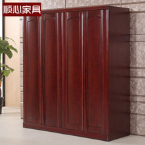 Shunxin furniture Modern Chinese style all solid wood four-door integrated wardrobe water ash willow neoclassical bedroom wardrobe promotion
