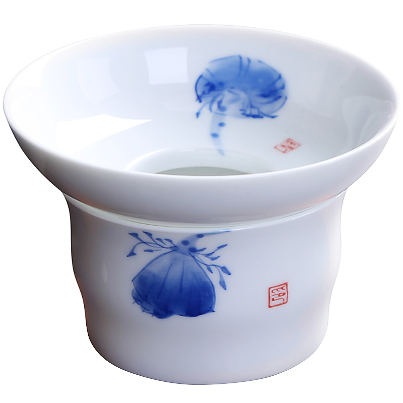 Auspicious industry white porcelain porcelain hand - made) Japanese kung fu tea set ceramic tea filter filter parts