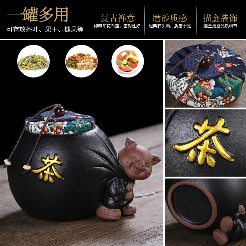 Auspicious industry ceramic seal tea pot restoring ancient ways employed in domestic large tea accessories moisture storage POTS