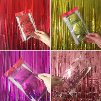 Birthday party layout decoration background wall color strip rain curtain wedding proposal confession supplies creative door curtain 100 days