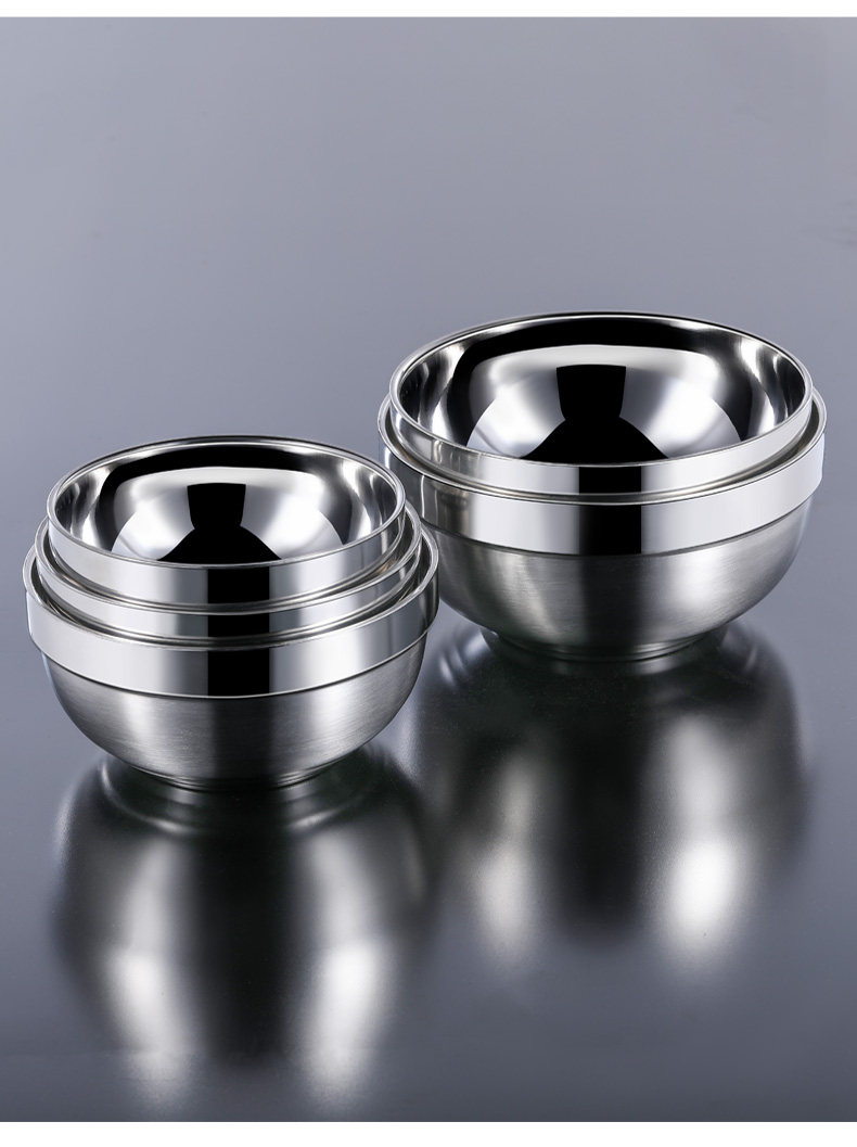 5个装 不锈钢碗家用隔热双层防烫儿童碗吃饭碗汤碗铁碗不烫手面碗