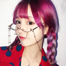 Japanese anime cute girl glasses frame two-dimensional girl cute style lower half frame water drop pendant glasses myopia