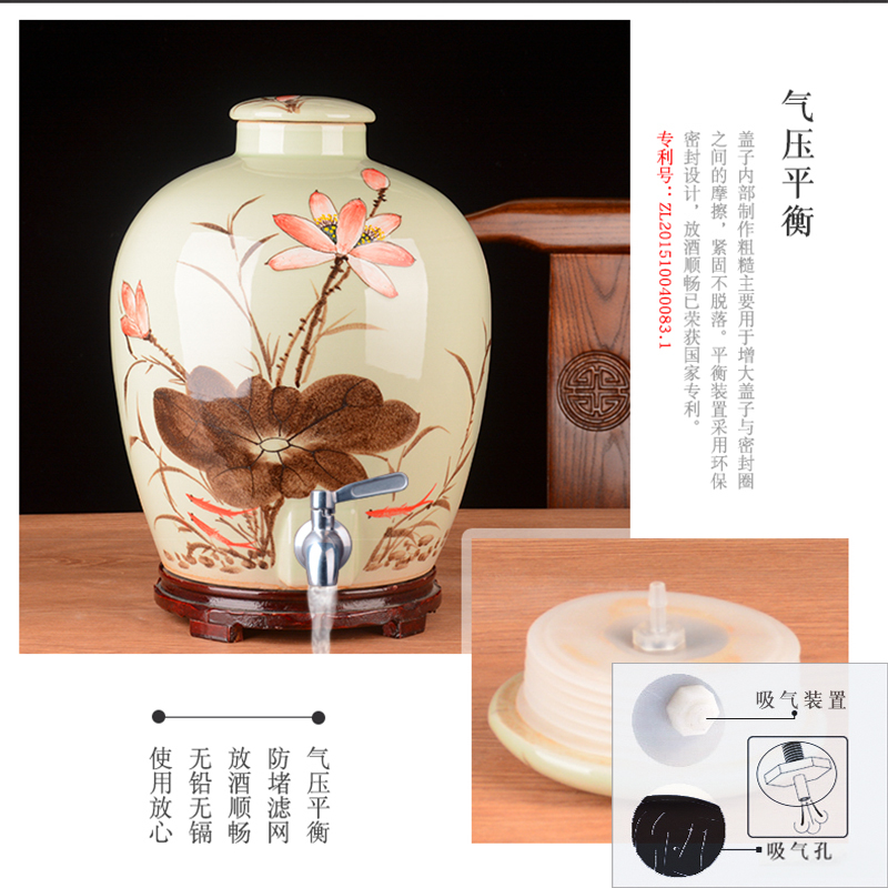 Jingdezhen hand - made ceramic wine jar 10 20 50 pounds to cylinder with leading domestic liquor seal wine altar