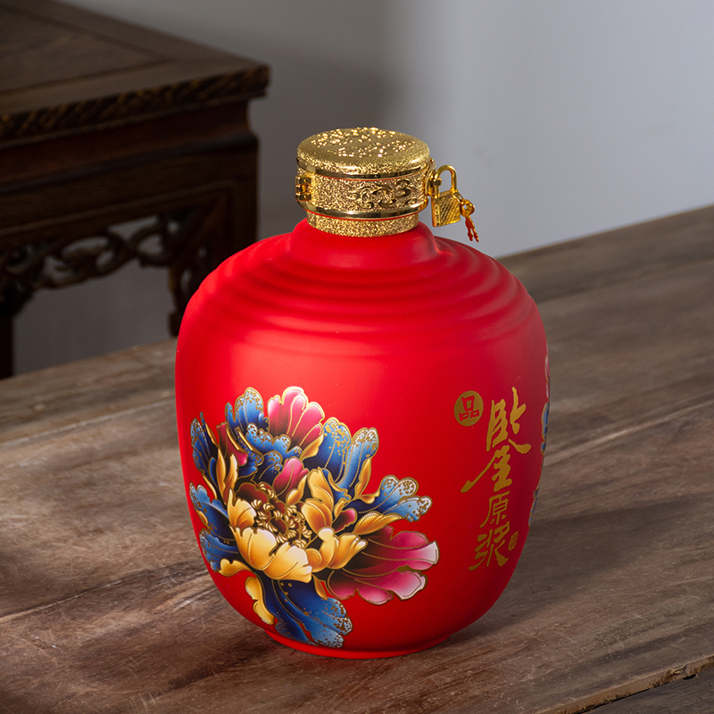 Jingdezhen ceramic wine jars archaize 5 jins put household with cover hip bottle wine sealed bulk liquor bottles