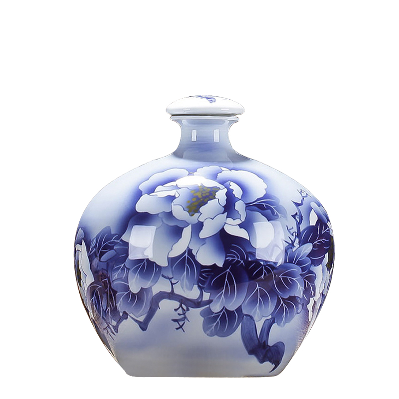 Ceramic bottle 5 jins of 10 jins 15 kg hand - made porcelain jingdezhen ceramics sealing liquor bottle jars hip jugs