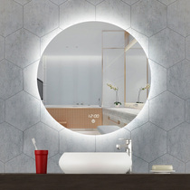 Round led bathroom mirror wash table dressing table beauty salon wall-mounted wall-mounted luminous smart anti-fog Bath Mirror