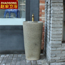 Retro ceramic floor-standing integrated wash basin balcony household column basin courtyard toilet basin sink