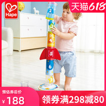 Hape ball suspended rocket model pile tower stacked music educational childrens toys can be spliced boys and girls birthday gifts