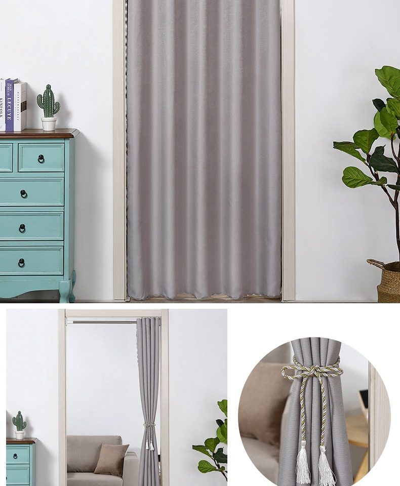 家用免打孔门帘空调隔热布帘卧室厨房隔断帘试衣间卫生间装饰挂帘_七