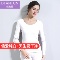 Pure white warm underwear autumn clothes female long sleeves with velvet and velvet and thicker base shirt autumn and winter size