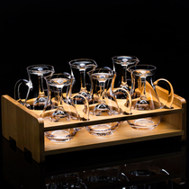 Crystal glass goblet two or two gourd wine divider bamboo and wood cup holder white glass set one cup and one pot combination