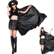 Halloween Show Costume Cosplay Black Hat Zorro Hat Zorro Mask Adult Unisex Cape Cloak Performance Costume