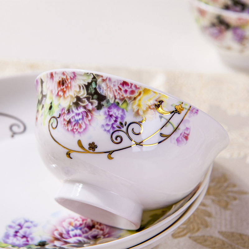 Tableware suit dishes home European jingdezhen ceramic Tableware suit dishes ceramic bowl chopsticks combination of gifts