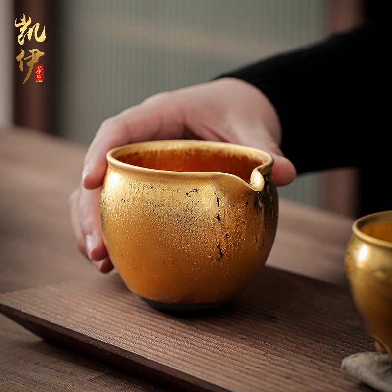 Zeng, Guangxu master hand made gold points tea tea tea fair temmoku up ceramic cup tea accessories