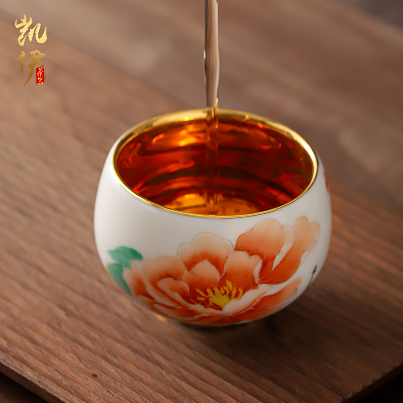 Very beautiful gold light kaolin white porcelain gold cup sample tea cup tea cup from the individual special master