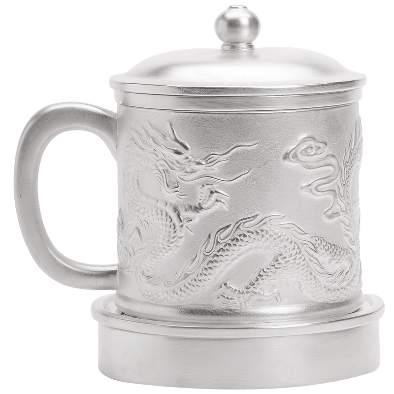 Tasted silver gilding longteng shengshi office cup purple sand tea separation of a large personal cup high - grade silver cup tea cups