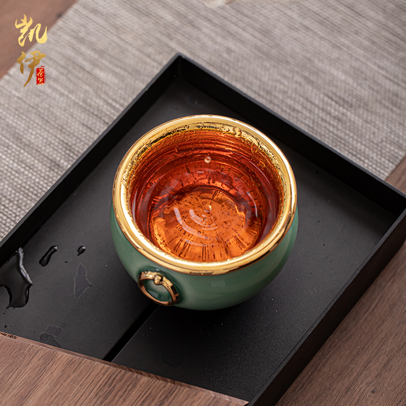 Celadon gold cup master cup size master cup lion cup graven images cup ceramic sample tea cup kung fu personal cup