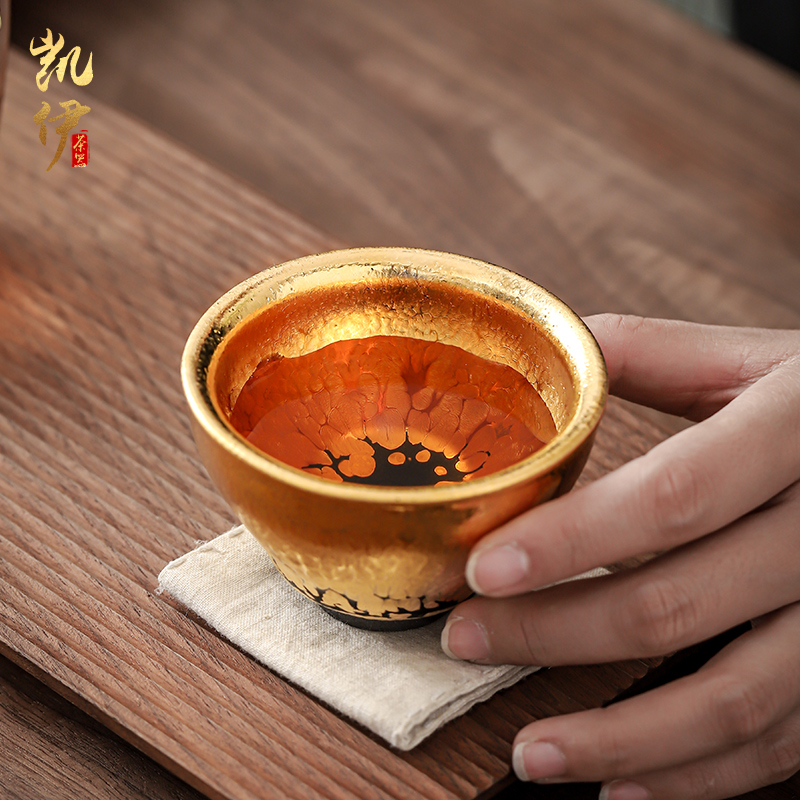 Build light golden cup all hand master cup large iron tire ceramic cups jinzhan sample tea cup gold cup kung fu tea cups