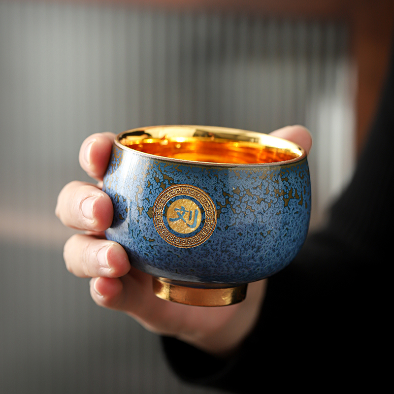 Temmoku up gold lamp that kung fu tea cup sample tea cup tea cup gold glass ceramic masters cup private ordering