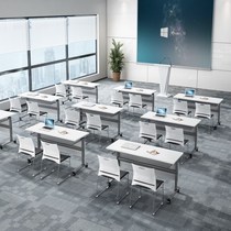 Folding table and chair combination splicing conference table Training bar table Double folding table Classroom desk Activity mobile desk